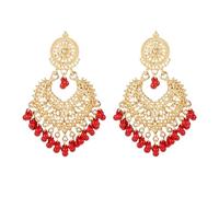 JZWCHQ Boho Ball Tassel Statement Dangle Earrings for Women Girls Vintage Flower Heart Shaped Beaded Chandelier Drop Dangling Earring Indian Bollywood Jewelry Gifts for Jhumka Festival Holiday
