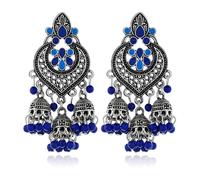 JZWCHQ Boho Chandellier Jhumka Statement Dangle Earrings for Women Vintage Large Flower Ball Bead Tassel Drop Dangling Earring Indian Bollywood Jewelry Holiday Festival Christmas