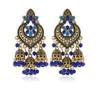 JZWCHQ Boho Chandellier Jhumka Statement Dangle Earrings for Women Vintage Large Flower Ball Bead Tassel Drop Dangling Earring Indian Bollywood Jewelry Holiday Festival Christmas