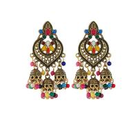 JZWCHQ Boho Chandellier Jhumka Statement Dangle Earrings for Women Vintage Large Flower Ball Bead Tassel Drop Dangling Earring Indian Bollywood Jewelry Holiday Festival Christmas