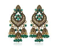 JZWCHQ Boho Chandellier Jhumka Statement Dangle Earrings for Women Vintage Large Flower Ball Bead Tassel Drop Dangling Earring Indian Bollywood Jewelry Holiday Festival Christmas