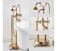 JZWCHQ Bronze Black Floor Standing Faucet Dual Handles Hot Cold Water Shower Mixer for Bathroom Bathtub Shower Faucet Shower Mixer,Gold, Type B,Brass - Type C