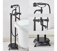 JZWCHQ Bronze Black Floor Standing Faucet Dual Handles Hot Cold Water Shower Mixer for Bathroom Bathtub Shower Faucet Shower Mixer,Gold, Type B,Brass - Type C