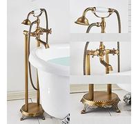 JZWCHQ Bronze Black Floor Standing Faucet Dual Handles Hot Cold Water Shower Mixer for Bathroom Bathtub Shower Faucet Shower Mixer,Gold, Type B,Brass - Type C
