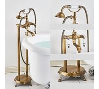 JZWCHQ Bronze Black Floor Standing Faucet Dual Handles Hot Cold Water Shower Mixer for Bathroom Bathtub Shower Faucet Shower Mixer,Gold, Type B,Brass - Type C