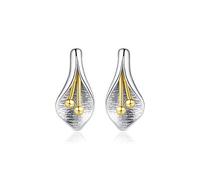 JZWCHQ Brush Solid 925 Sterling Silver Tulip Flower Stud Earrings For Women Fine Jewelry Silver Boucle Gift