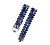 JZWCHQ Calfskin Watch Band Compatible with L3 Masters Collection Watch Strap Belt Bracelet Cowhide Leather 19 20 21mm Strap(Blue Silver Buckle,21mm)