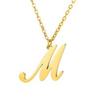 JZWCHQ Capital A To Z Stainless Steel Necklace With English Letters Melon Button Men And Women Necklace (J, One Size)