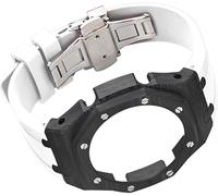 JZWCHQ Carbon Fiber Watch Case Rubber Strap Watch Mod,For GA2100/GA2110, Stainless Steel Buckle Metal Bezel Watch Band Replacement Accessories for Men