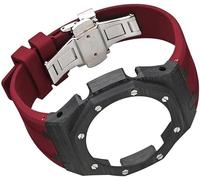 JZWCHQ Carbon Fiber Watch Case Rubber Strap Watch Mod,For GA2100/GA2110, Stainless Steel Buckle Metal Bezel Watch Band Replacement Accessories for Men