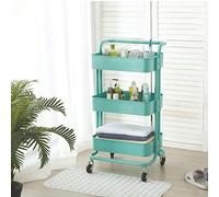 JZWCHQ Carts,Trolley Bedroom Storage Shelf 3-Tier Rolling Cart with Metal Mesh Basket Multi-Purpose Organizer Cart Mass Storage Utility Cart for Office, Kitchen, Bathroom,White,85 * 45 * 35Cm