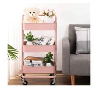 JZWCHQ Carts,Trolley Bedroom Storage Shelf 3-Tier Rolling Cart with Metal Mesh Basket Multi-Purpose Organizer Cart Mass Storage Utility Cart for Office, Kitchen, Bathroom,White,85 * 45 * 35Cm