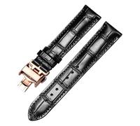 JZWCHQ Casual Watch Band Calfskin Leather Business Watch Band Compatible Compatible with Watch Strap Bands 13，14，15，18，19，20，21mm(Black Black Rose,18mm)