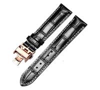 JZWCHQ Casual Watch Band Calfskin Leather Business Watch Band Compatible Compatible with Watch Strap Bands 13，14，15，18，19，20，21mm(Black Black Rose,18mm)