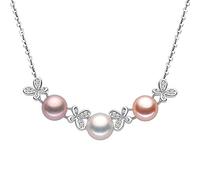 JZWCHQ Chain Necklace Women 8-9mm Natural Freshwater Pearl Butterfly Jewelry Made in China