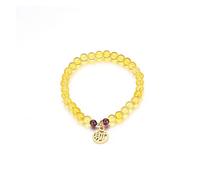 JZWCHQ Charm Bracelet Chinese Character Money/Blessing Natural Blue/Yellow Crystal Purple Tiger's Eye Beaded Women Bracelets Fashion Jewelry (Size : Yellow crystal money)