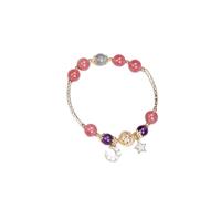 JZWCHQ Charm Bracelet Moon Star Yellow Purple Crystal Strawberry Crystal White Moonstone Gold Color Charm Bracelets for Women Fashion Jewelry (Size : Grey)