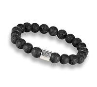 JZWCHQ Charm jewelry Beaded Bracelets,Natural Black Lava Stone Beads Beaded Bracelets,Silver Virgo Pendant Bangles,Elastic Crystal Bracelet Fashion Crystal Jewelry for Men Women (Size : 6mm)