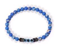 JZWCHQ Charm jewelry Beaded Bracelets,Natural Blue Emperor Stone Beads Beaded Bracelet,Blue Evil Eye Pendant Bangles,Elastic Crystal Bracelet Fashion Crystal Jewelry for Men Women