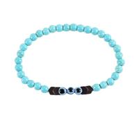 JZWCHQ Charm jewelry Beaded Bracelets,Natural Blue Turquoise Beads Beaded Bracelet,Blue Evil Eye Pendant Bangles,Elastic Crystal Bracelet Fashion Crystal Jewelry for Men Women