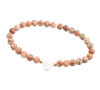 JZWCHQ Charm jewelry Beaded Bracelets,Natural Red Striped Onyx Beads Beaded Bracelet,White Heart Pendant Bangles,Elastic Crystal Bracelet Fashion Crystal Jewelry for Men Women