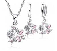 JZWCHQ clear crystal pendant necklaces drop earrings wedding accessories 925 jewelry sets for women