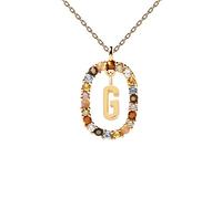 JZWCHQ Color Rainbow Pendant Letters A-Z Necklace With Chain Micro Pave Square Clasps Jewelry Lock Carabiner For Making