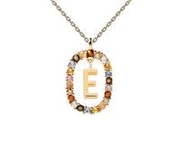 JZWCHQ Color Rainbow Pendant Letters A-Z Necklace With Chain Micro Pave Square Clasps Jewelry Lock Carabiner For Making