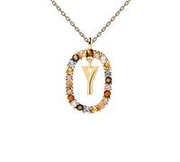 JZWCHQ Color Rainbow Pendant Letters A-Z Necklace With Chain Micro Pave Square Clasps Jewelry Lock Carabiner For Making