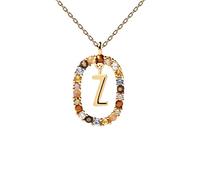 JZWCHQ Color Rainbow Pendant Letters A-Z Necklace With Chain Micro Pave Square Clasps Jewelry Lock Carabiner For Making