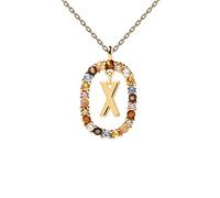 JZWCHQ Color Rainbow Pendant Letters A-Z Necklace With Chain Micro Pave Square Clasps Jewelry Lock Carabiner For Making