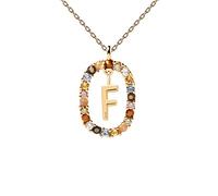 JZWCHQ Color Rainbow Pendant Letters A-Z Necklace With Chain Micro Pave Square Clasps Jewelry Lock Carabiner For Making