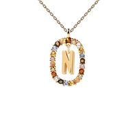JZWCHQ Color Rainbow Pendant Letters A-Z Necklace With Chain Micro Pave Square Clasps Jewelry Lock Carabiner For Making
