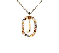 JZWCHQ Color Rainbow Pendant Letters A-Z Necklace With Chain Micro Pave Square Clasps Jewelry Lock Carabiner For Making