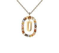 JZWCHQ Color Rainbow Pendant Letters A-Z Necklace With Chain Micro Pave Square Clasps Jewelry Lock Carabiner For Making