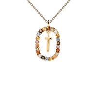 JZWCHQ Color Rainbow Pendant Letters A-Z Necklace With Chain Micro Pave Square Clasps Jewelry Lock Carabiner For Making