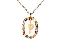 JZWCHQ Color Rainbow Pendant Letters A-Z Necklace With Chain Micro Pave Square Clasps Jewelry Lock Carabiner For Making