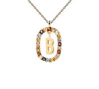 JZWCHQ Color Rainbow Pendant Letters A-Z Necklace With Chain Micro Pave Square Clasps Jewelry Lock Carabiner For Making