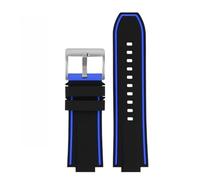 JZWCHQ Compatible with G-Shock Silicone Watch Strap Compatible with GA-900 GA900 Modified Watchband Waterproof Sports Rubber GA 900 Watch Chain 16mm(Blue line-Silver)