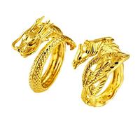 JZWCHQ Copper gold-plated Rings Dragon Phoenix Couples Wedding Ring Adjustable Fashion Simple Engagement Ring for Men Women