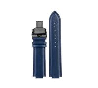 JZWCHQ Cowhide Leather Watch Strap Compatible with Edifice EFB-680D-2A ECB-10D Leather Strap Men's Watchband Convex Interface Bracelet 14mm(Blue Black B)