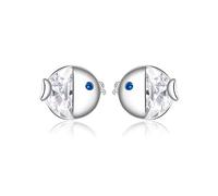JZWCHQ Crystal Kissing Fish Stud Earrings for Women Ear Studs Jewelry for Birthday Jewelry