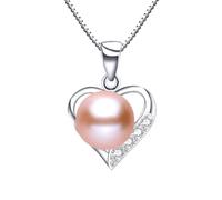 JZWCHQ crystal natural freshwater pearl pendant for women love necklace bridal jewelry with box gift Made in China
