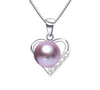 JZWCHQ crystal natural freshwater pearl pendant for women love necklace bridal jewelry with box gift Made in China