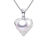 JZWCHQ crystal natural freshwater pearl pendant for women love necklace bridal jewelry with box gift Made in China