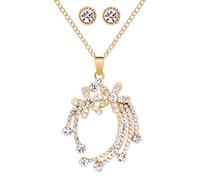 JZWCHQ crystal pendants necklaces earrings bridal flower rhinestone jewelry sets for women