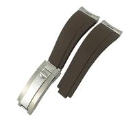JZWCHQ Curved End Metal Link Rubber Watchband 20mm for GMT Slide Lock Buckle Silicone Sport Watch Strap