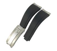 JZWCHQ Curved End Metal Link Rubber Watchband 20mm for GMT Slide Lock Buckle Silicone Sport Watch Strap