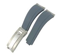 JZWCHQ Curved End Metal Link Rubber Watchband 20mm for GMT Slide Lock Buckle Silicone Sport Watch Strap