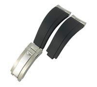 JZWCHQ Curved End Metal Link Rubber Watchband 20mm for GMT Slide Lock Buckle Silicone Sport Watch Strap